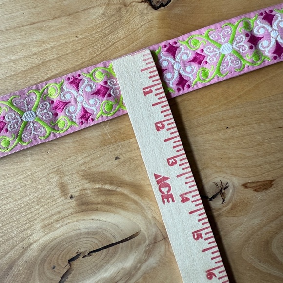 HADLEY POLLET BELT FABRIC EMBROIDERED TORTOISESHELL BUCKLE ARTISAN BOHO FESTIVAL - Picture 6 of 8